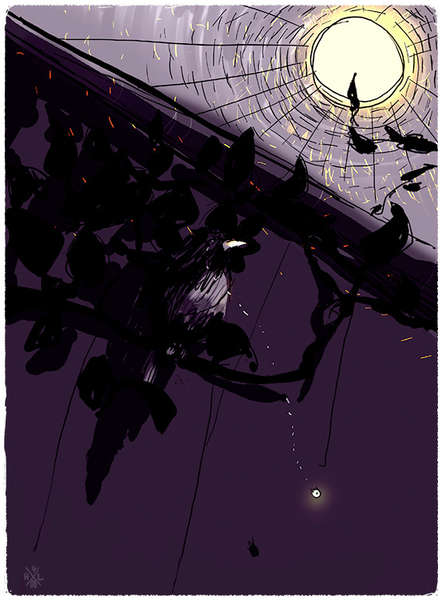 vergrößern Amsel träumt im Mondlicht