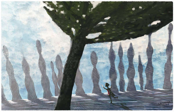 vergrößern Hinterm Baum