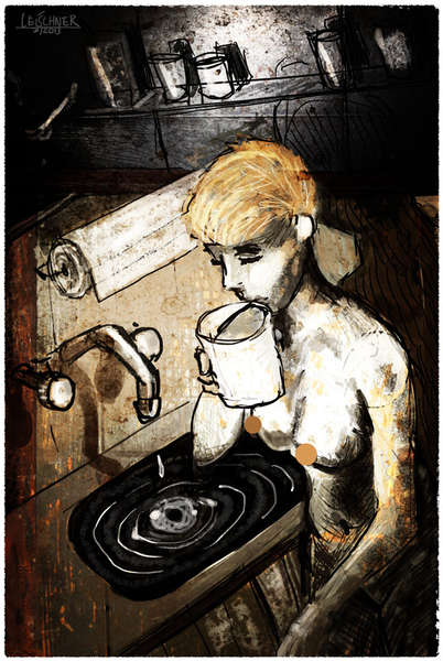 vergrößern Mädchen geht nachts etwas trinken